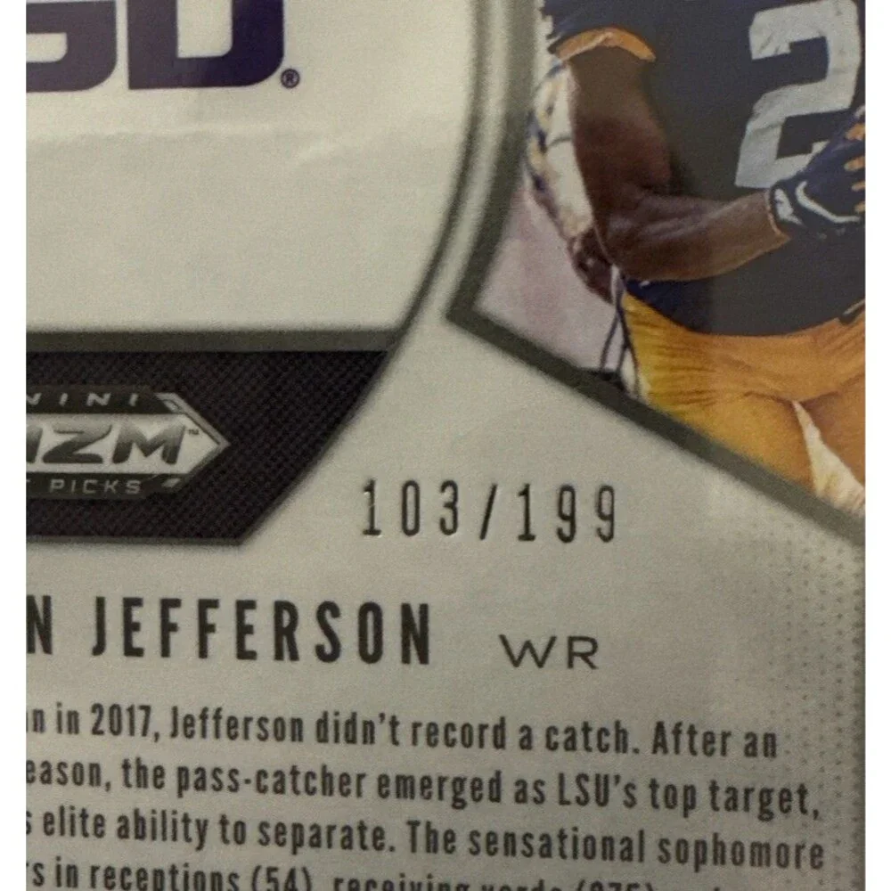 2020 Justin Jefferson Prizm Draft Picks Purple Green /199 (#126) RC